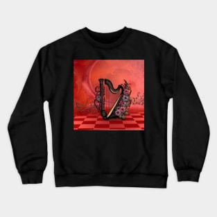 Wonderful harp with colorful flowers Crewneck Sweatshirt